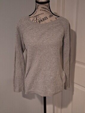 Sonoma Womens Ultra Soft Grey Honeycomb Knit Top M